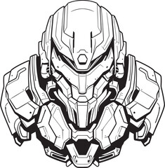 Techno Ronin Vanguard Sci Fi Mech Warrior Logo Cybernetic Guardian Valor Macha Warrior Vector Icon