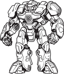 Techno Ronin Vanguard Sci Fi Mech Warrior Logo Cybernetic Guardian Valor Macha Warrior Vector Icon