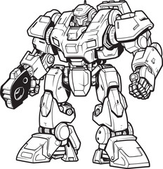 Techno Ronin Vanguard Sci Fi Mech Warrior Logo Cybernetic Guardian Valor Macha Warrior Vector Icon