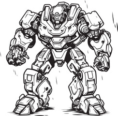 Cybernetic Guardian Vector Logo with Sci Fi Warrior Mech Vanguard Mech Warrior Icon Design