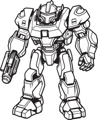 Cybernetic Guardian Futuristic Macha Warrior Icon Mech Crusader Sci Fi Warrior Vector Design