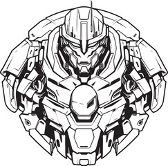 Cybernetic Guardian Macha Warrior Emblem Mech Vanguard Sci Fi Warrior Icon Design - obrazy, fototapety, plakaty