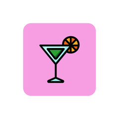 Icon of cocktail. Martini, alcoholic beverage, citrus. Cocktail and celebration concept. Can be used for topics like club, bar, lounge.