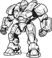 Mech Titan Futuristic Macha Warrior Emblem Techno Guardian Vector Logo with Sci Fi Warrior