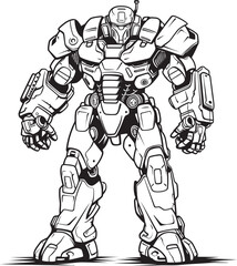 Cybernetic Paladin Vector Logo with Macha Warrior Mech Titan Futuristic Macha Warrior Emblem