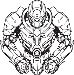 Mech Knight Futuristic Warrior Vector Logo Design Techno Ronin Macha Warrior Emblem