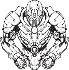 Mech Knight Futuristic Warrior Vector Logo Design Techno Ronin Macha Warrior Emblem