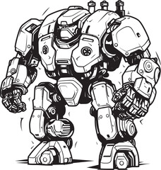 Techno Samurai Sci Fi Macha Warrior Emblem Mech Crusader Macha Warrior Vector Logo Design