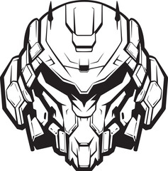 Mech Crusader Vector Logo with Sci Fi Warrior Cybernetic Avenger Futuristic Macha Warrior Emblem
