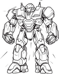 Mech Enforcer Futuristic Warrior Icon Techno Sentinel Vector Logo with Macha Warrior