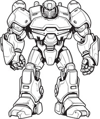 Fototapeta na wymiar Cybernetic Paladin Futuristic Warrior Icon Mech Titan Vector Logo with Macha Warrior