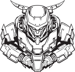 Techno Ronin Revolt Mech Warrior Icon in Space Cybernetic Guardian Legacy Sci Fi Macha Emblem