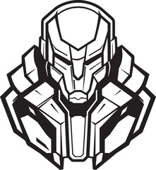Cyber Samurai Sentinel Mech Warrior Vector Emblem Macha Warrior Odyssey Futuristic Logo in Space