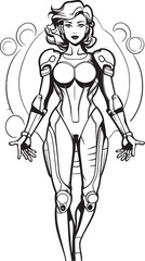 Cosmic Guardian Sci Fi Female Superhero Logo Design Nebula Knight Futuristic Heroine Vector Emblem