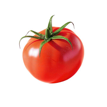 Tomato with green stem on Transparent Background