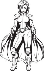 Quantum Queen Futuristic Female Superhero Icon Stellar Avenger Vector Logo with Sci Fi Heroine