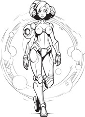 Cyber Siren Sci Fi Heroine Vector Logo Design Nova Crusader Futuristic Female Superhero Icon