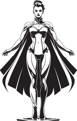 Nova Crusader Futuristic Female Superhero Icon Techno Valkyrie Vector Logo with Sci Fi Heroine