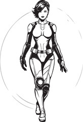 Cosmic Knightess Futuristic Female Superhero Emblem Cyber Siren Sci Fi Heroine Vector Logo Design