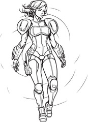Cyber Siren Sci Fi Heroine Vector Logo Design Nova Crusader Futuristic Female Superhero Icon