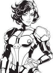 Quantum Queen Vector Logo with Space age Heroine Nova Avenger Sci Fi Female Superhero Icon Design