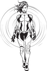 Nebula Knightess Futuristic Heroine Emblem Quantum Queen Vector Logo with Space age Heroine