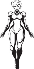 Cyber Valkyrie Futuristic Heroine Vector Cosmic Guardianess Vector Logo with Sci Fi Heroine