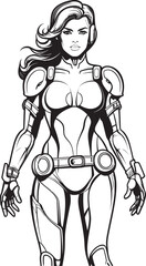 Cosmic Guardianess Vector Logo with Sci Fi Heroine Stellar Sentinel Futuristic Heroine Emblem