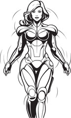 Cyber Siren Sci Fi Female Superhero Icon Design Nova Guardianess Futuristic Heroine Vector