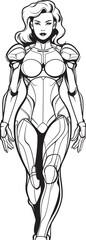 Nova Guardianess Futuristic Heroine Vector Galactic Sentinel Vector Logo with Sci Fi Heroine