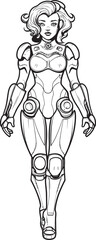 Galactic Sentinel Vector Logo with Sci Fi Heroine Stellar Valkyrie Futuristic Heroine Emblem