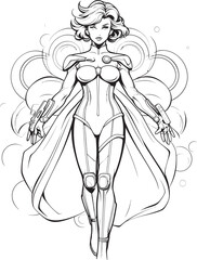 Quantum Nova Vector Logo with Space age Heroine Nebula Crusader Sci Fi Female Superhero Icon Design