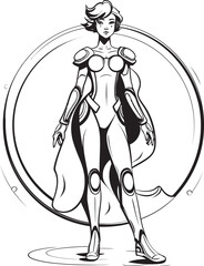 Cyber Knightess Futuristic Heroine Vector Galactic Crusader Vector Logo with Sci Fi Heroine