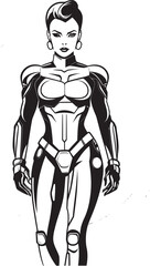 Nebula Avenger Futuristic Female Superhero Emblem Cosmic Crusader Sci Fi Heroine Vector Logo Design