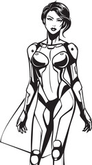 Cyber Siren Vector Logo with Sci Fi Heroine Nebula Avenger Futuristic Female Superhero Emblem