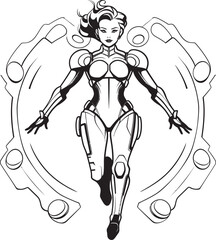 Stellar Sentinel Vector Logo with Sci Fi Heroine Techno Valkyrie Futuristic Female Superhero Emblem