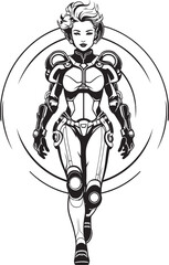 Nebula Avenger Futuristic Female Superhero Emblem Cosmic Crusader Sci Fi Heroine Vector Logo Design