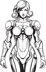 Galactic Guardian Futuristic Female Superhero Icon Stellar Sentinel Vector Logo with Sci Fi Heroine