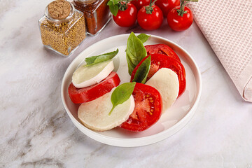 Italian caprese salad with mozzarella