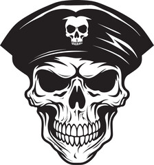 Beret Skull Brigade Military Insignia Vector Tactical Skull Division Army Emblem Design