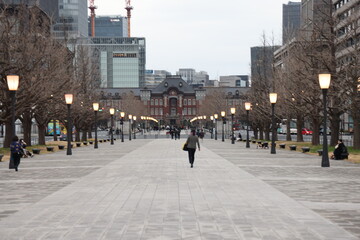 Park and walkway outside imperial palace in Tokyo Japan on February 15, 2024