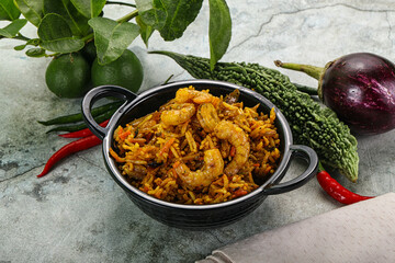 Indian cuisine - briani with prawns