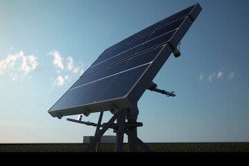 Solar panel against the blue sky, an alternative source. Clean technologies of the future. AI generated.