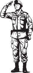 Patriot Pride Soldier Salute Emblem Respect Rendered Saluting Soldier Vector