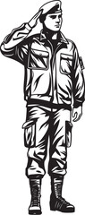 Honor in Motion Soldier Saluted Icon Courageous Cadet Saluted Soldier Vector