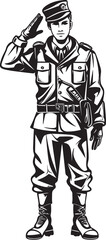 Respect Rendered Military Salute Emblem Dutys Honor Soldier Saluted Vector Design