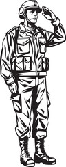 Honor in Motion Military Salute Icon Courageous Cadet Soldier Saluted Vector