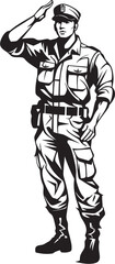 Sentinel Salute Saluted Soldier Icon Vector Guardian of Glory Soldier Logo Emblem