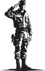 Respect Rendered Saluted Soldier Icon Emblem Dutys Honor Soldier Salute Logo Vector