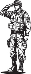 Fototapeta na wymiar Salute Sentry Military Salute Emblem Design Bravery Badge Saluted Soldier Vector Icon